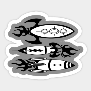 Retro Modern Art Rockets Sticker